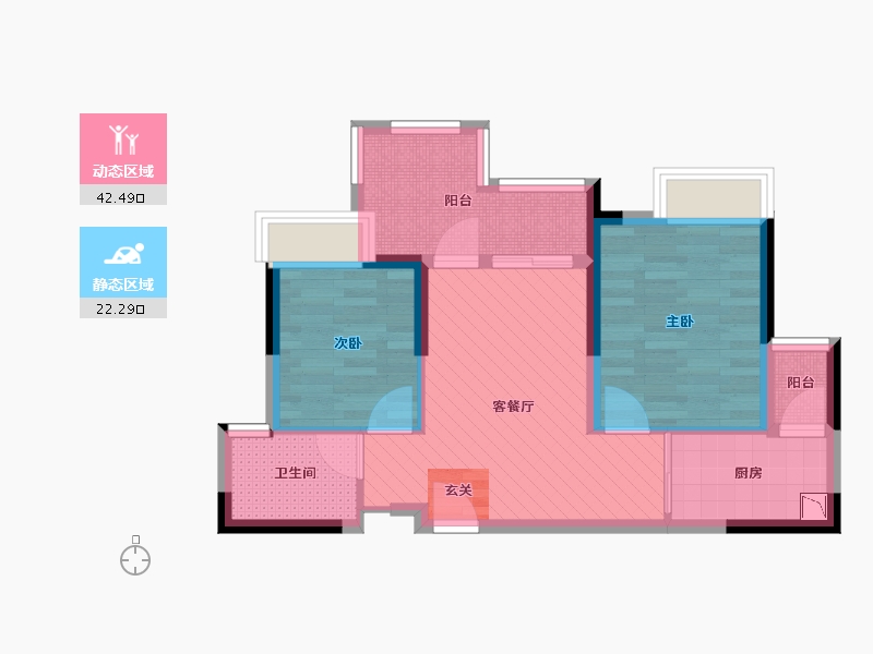 广东省-湛江市-保利原悦花园6栋04户型-56.00-户型库-动静分区