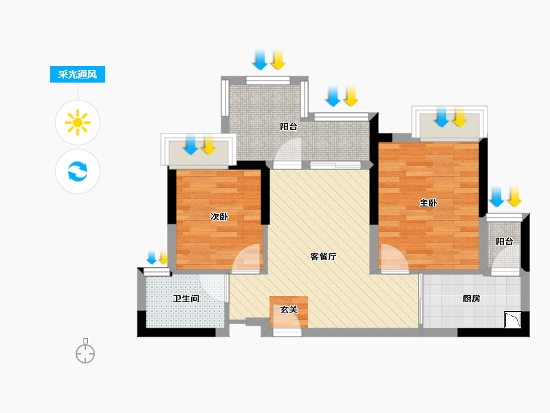 广东省-湛江市-保利原悦花园6栋04户型-56.00-户型库-采光通风