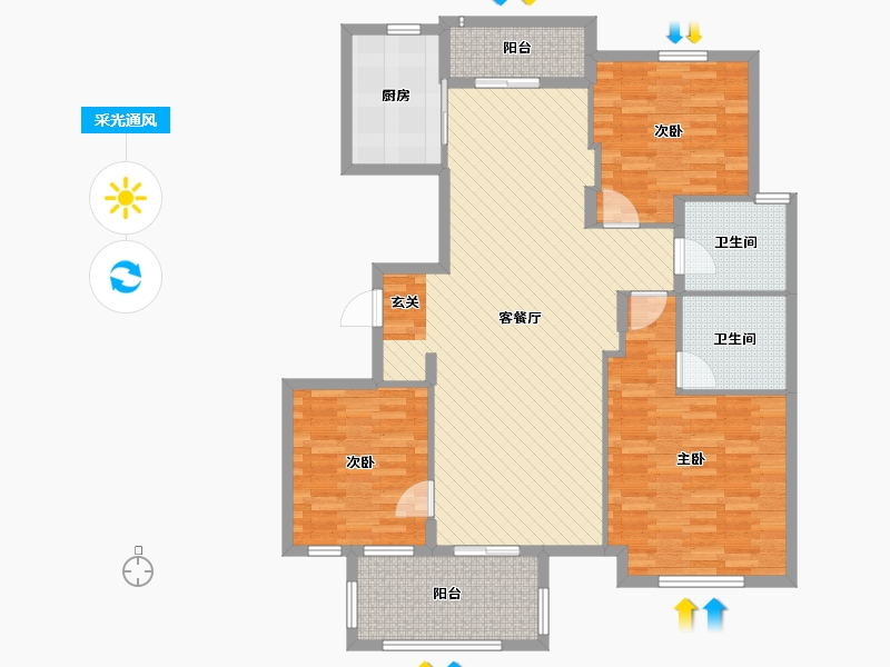 浙江省-宁波市-康鑫梵石花园-12号楼-119.96-户型库-采光通风