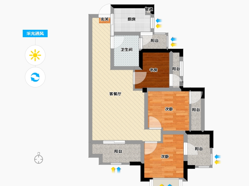 四川省-成都市-时代悦城-63.05-户型库-采光通风