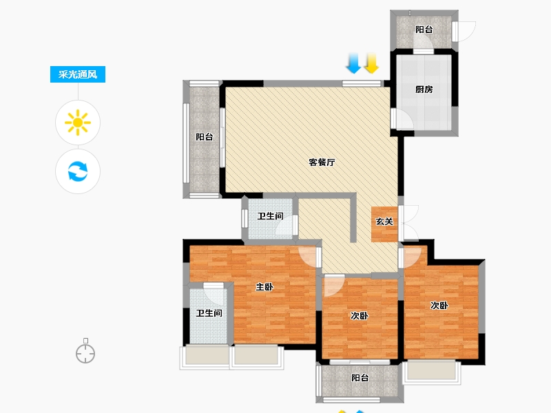 江苏省-南通市-锦绣福邸-112.53-户型库-采光通风