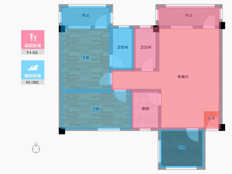 广东省-广州市-华侨花园-89.30-户型库-动静分区