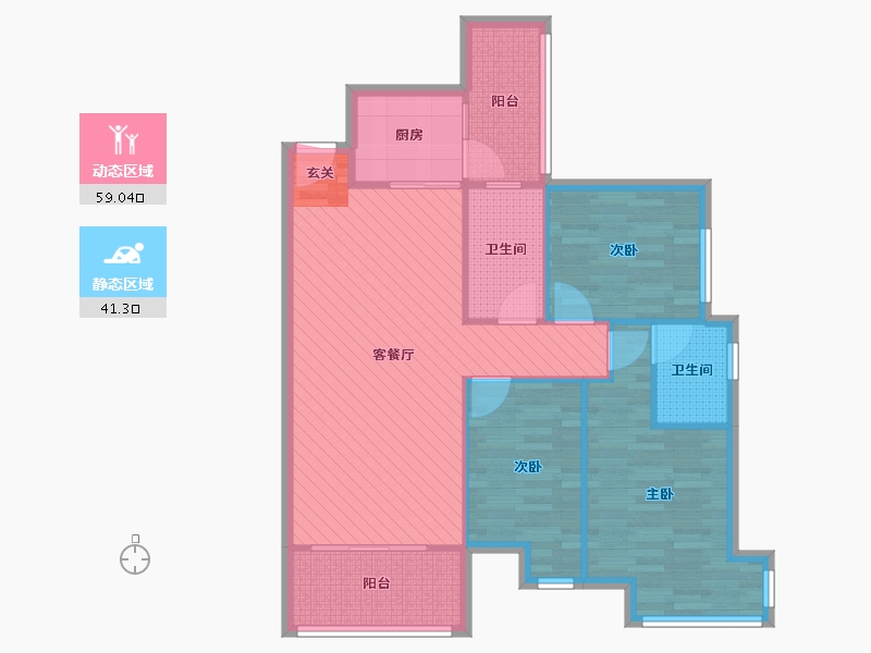 四川省-成都市-保利城-二期-89.89-户型库-动静分区