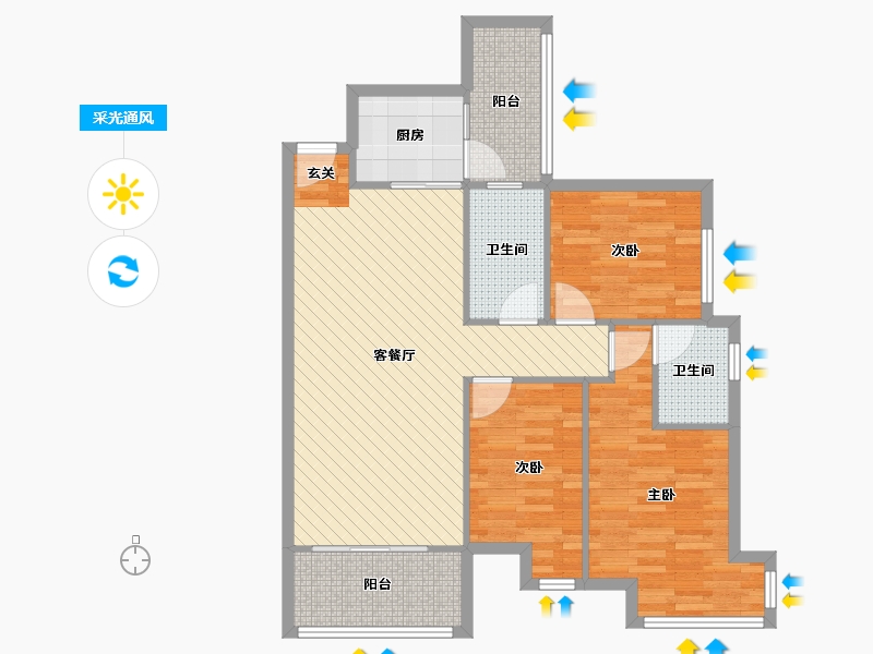 四川省-成都市-保利城-二期-89.89-户型库-采光通风