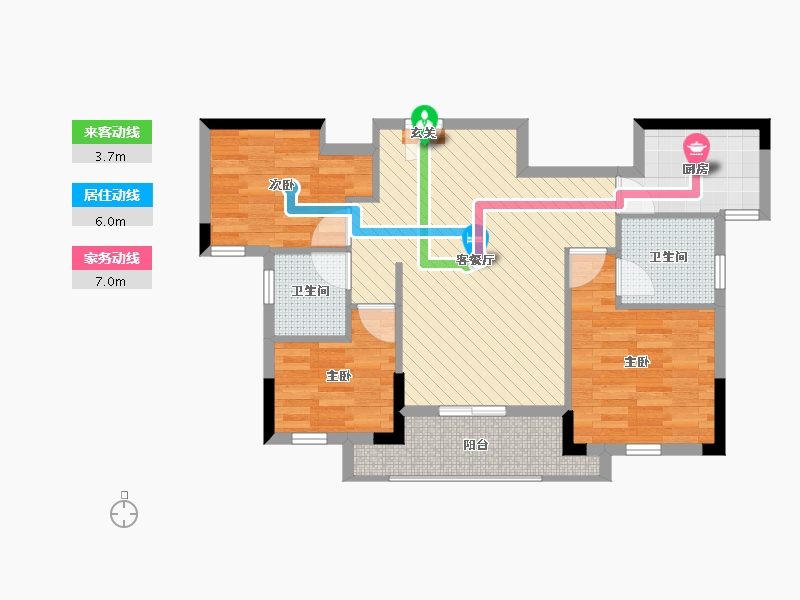 湖北省-黄冈市-新城国际花园-74.52-户型库-动静线