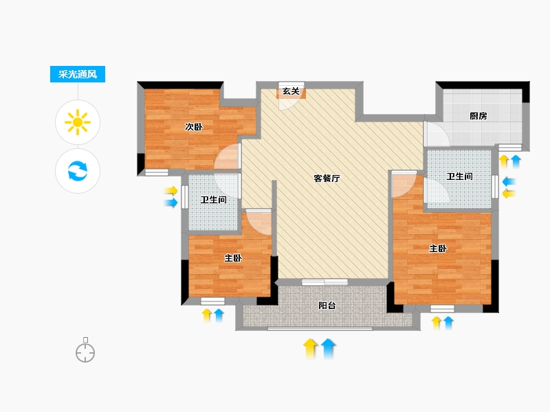 湖北省-黄冈市-新城国际花园-74.52-户型库-采光通风