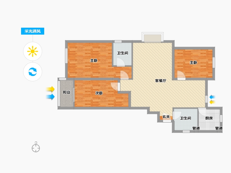 山东省-青岛市-新河嘉苑-108.00-户型库-采光通风