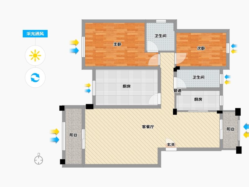 江西省-宜春市-维也纳音乐花园-104.00-户型库-采光通风