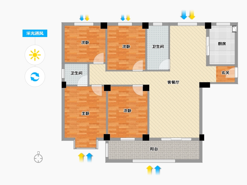 湖北省-武汉市-花桥天下-123.24-户型库-采光通风