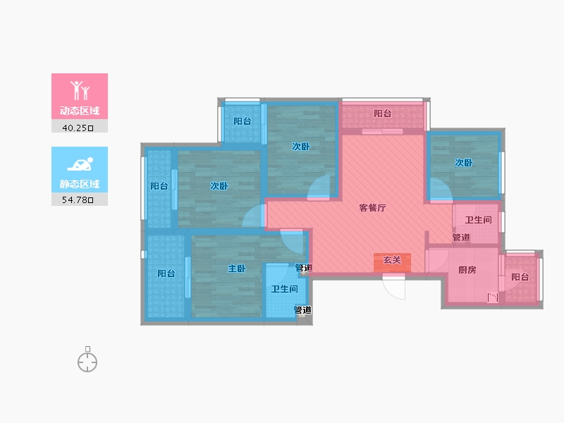 安徽省-宣城市-美都玉府-79.73-户型库-动静分区