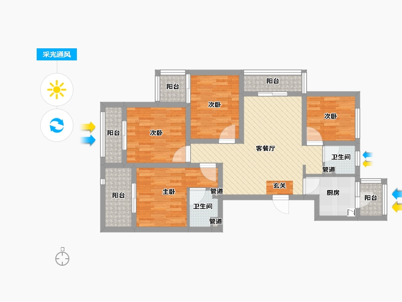 安徽省-宣城市-美都玉府-79.73-户型库-采光通风