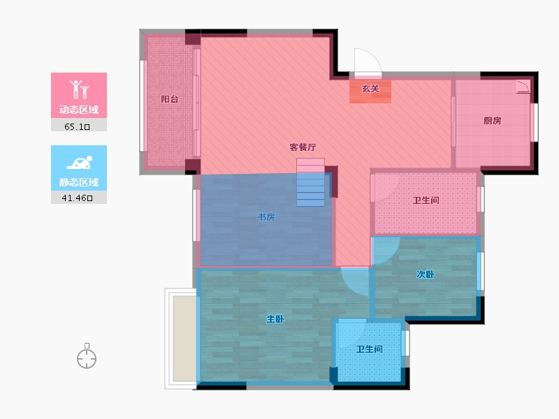 江苏省-徐州市-水岸豪庭-85.46-户型库-动静分区