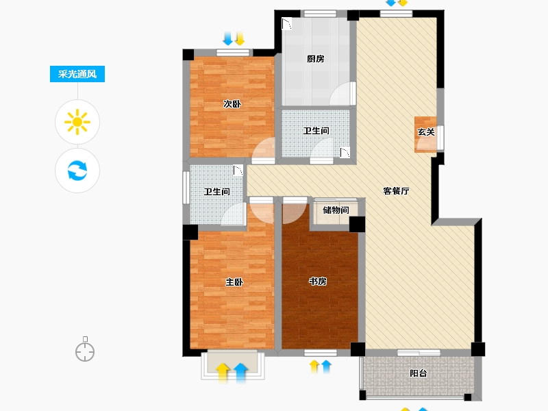 甘肃省-金昌市-聚金怡园-104.74-户型库-采光通风