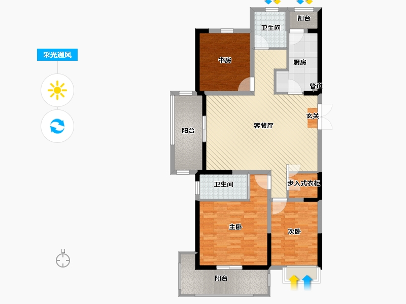 江苏省-扬州市-金轮蝶翠园-112.00-户型库-采光通风