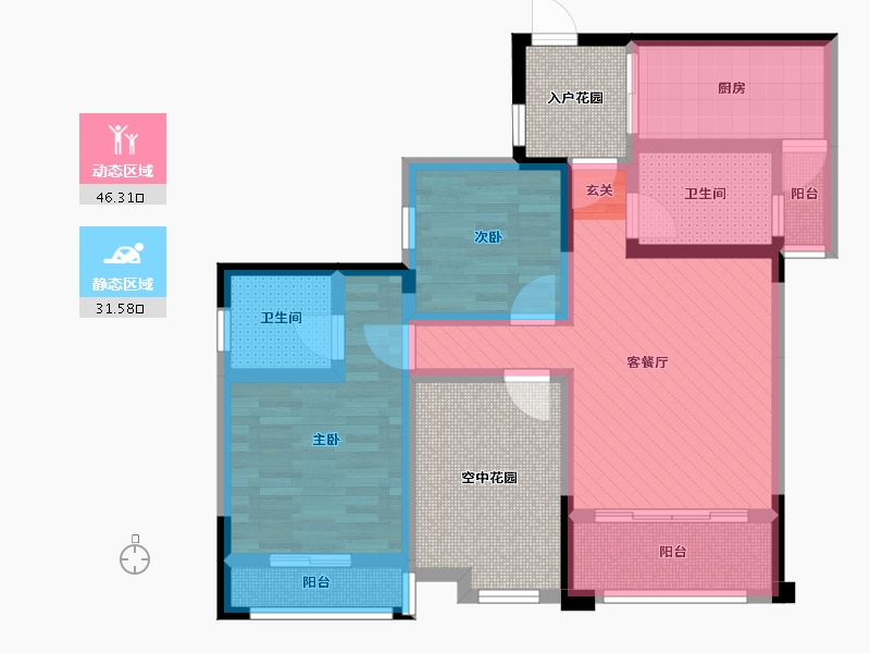 贵州省-六盘水市-钢城花园-79.36-户型库-动静分区