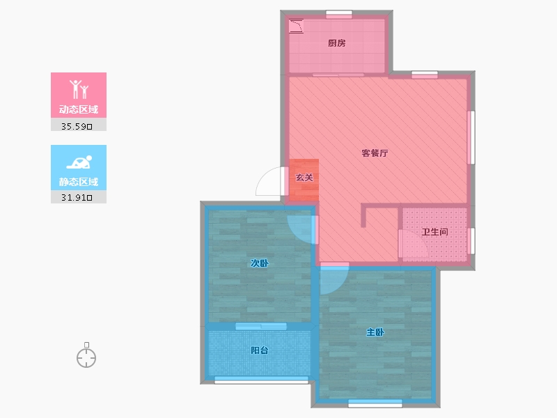 浙江省-宁波市-梅园花庭-58.95-户型库-动静分区