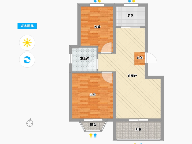 山西省-长治市-黎城华府-59.74-户型库-采光通风