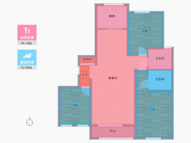 山东省-烟台市-龙口龙泽华府东区-104.80-户型库-动静分区