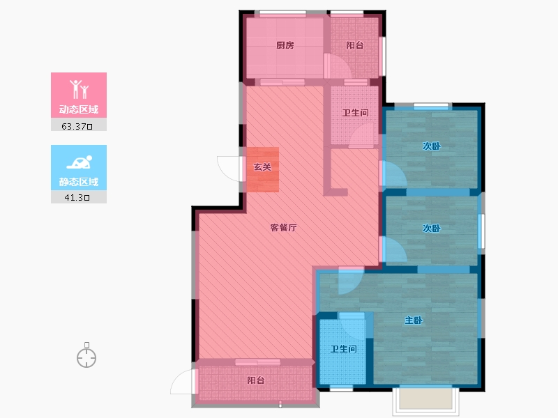 江苏省-南通市-中博富通苑-90.23-户型库-动静分区