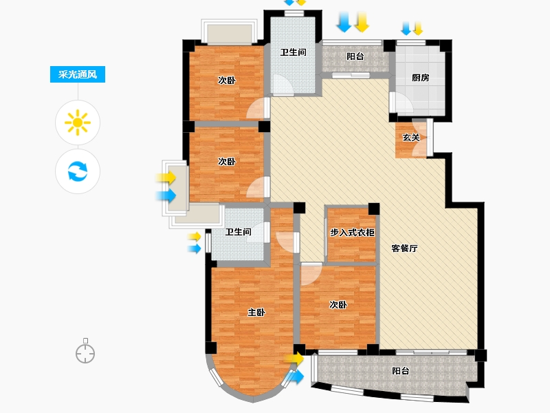 浙江省-嘉兴市-光大城市花园-136.99-户型库-采光通风