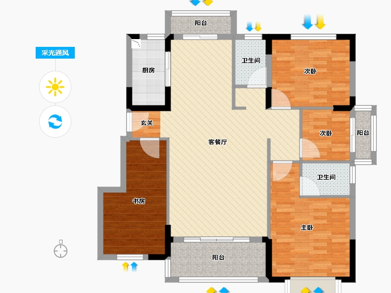 福建省-漳州市-万新御景山庄-100.00-户型库-采光通风