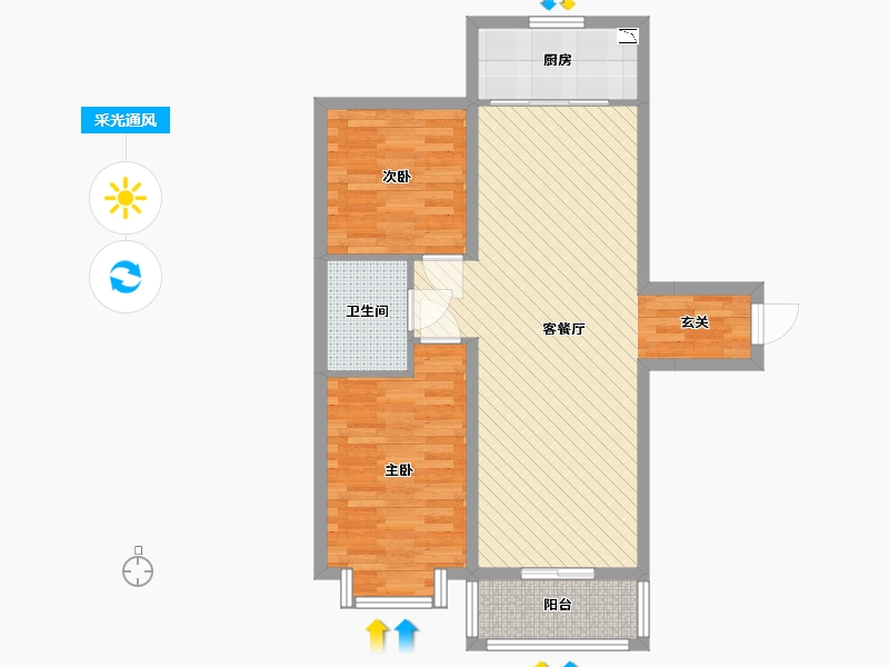 黑龙江省-牡丹江市-紫金城-74.33-户型库-采光通风