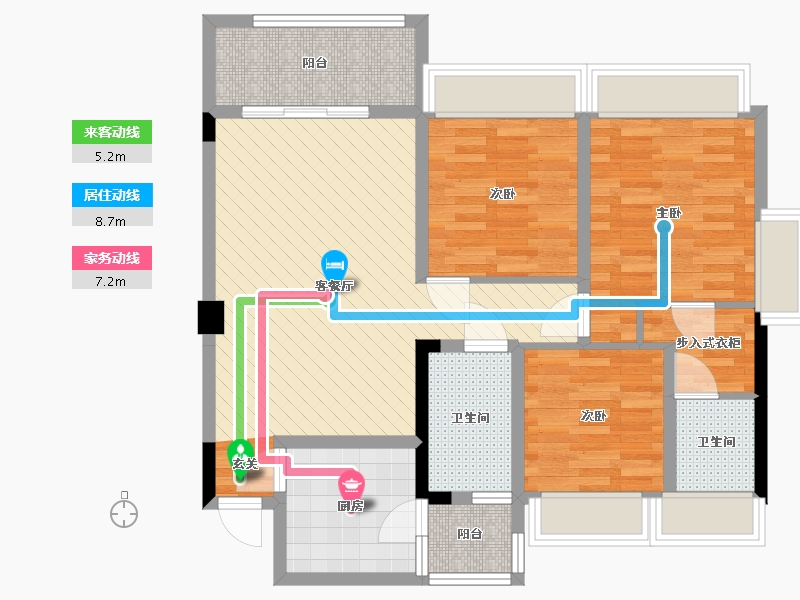 四川省-宜宾市-观音・南部兴城-84.62-户型库-动静线