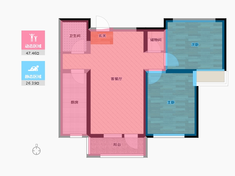 河北省-石家庄市-紫晶悦城11号楼-63.54-户型库-动静分区