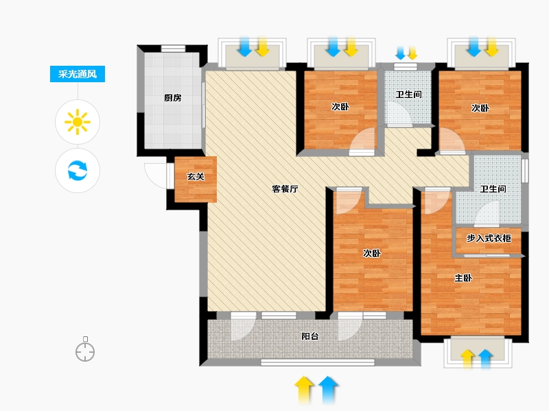 湖北省-武汉市-融创观澜一号-97.88-户型库-采光通风