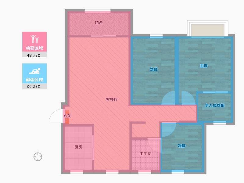 湖北省-潜江市-杨光华府-74.90-户型库-动静分区