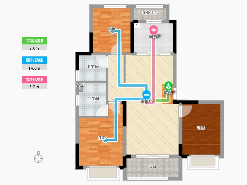 江苏省-苏州市-融创太湖御园-85.60-户型库-动静线