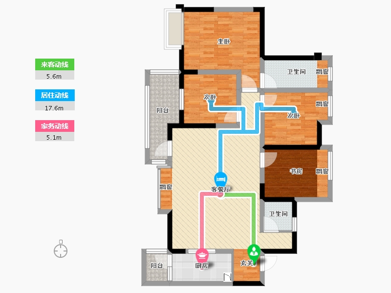 四川省-成都市-华润二十四城柒公馆-105.18-户型库-动静线