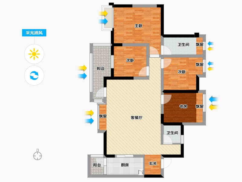 四川省-成都市-华润二十四城柒公馆-105.18-户型库-采光通风