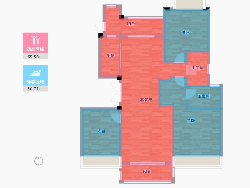 河南省-郑州市-碧桂园龙城-106.14-户型库-动静分区