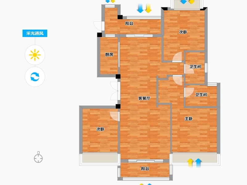 河南省-郑州市-碧桂园龙城-106.14-户型库-采光通风