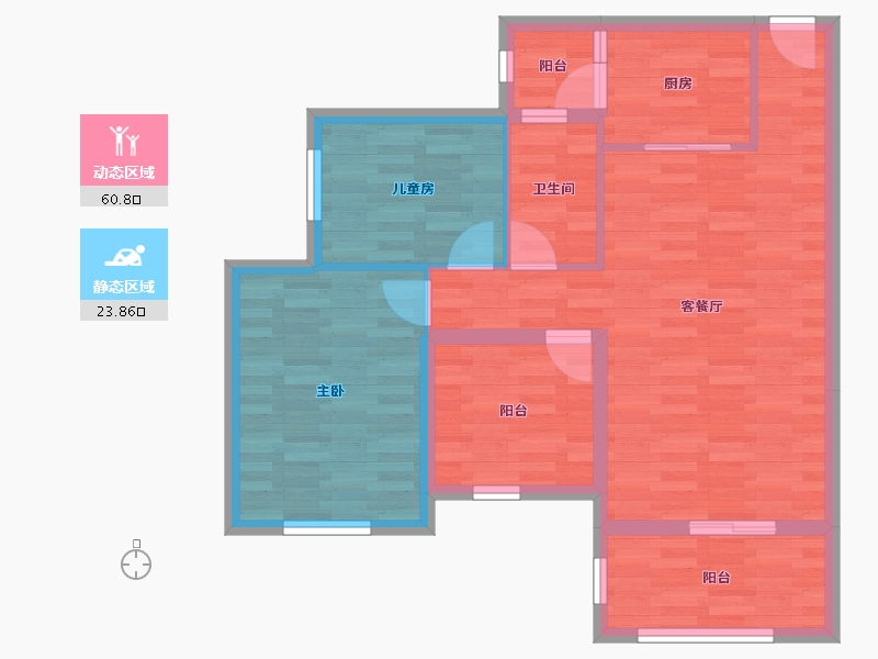 广东省-珠海市-泰盈·玖悦湾-75.56-户型库-动静分区