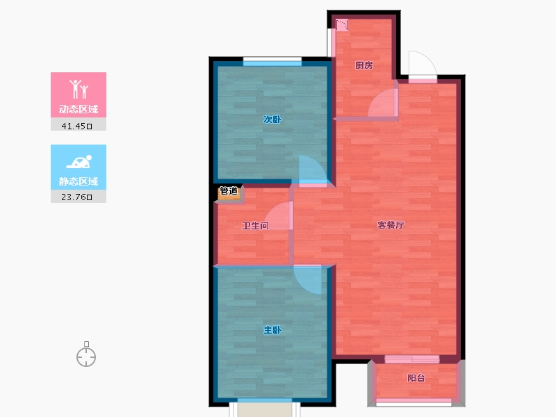 山西省-太原市-逍邦Art Life-58.32-户型库-动静分区