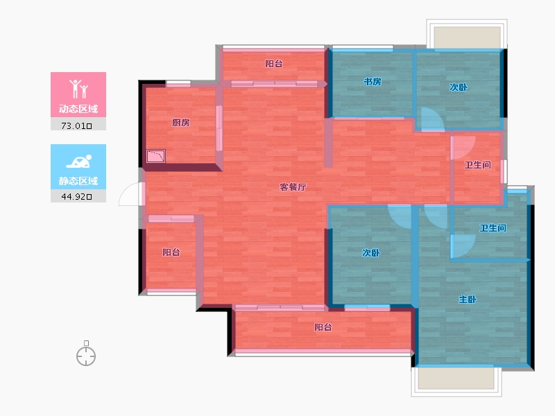 浙江省-杭州市-幸福佳苑-105.86-户型库-动静分区