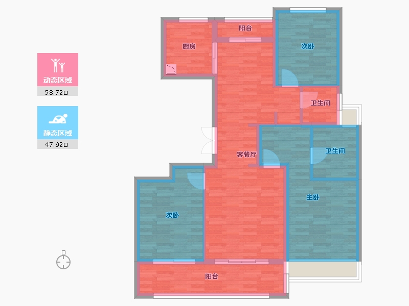 浙江省-杭州市-景瑞天赋-95.13-户型库-动静分区