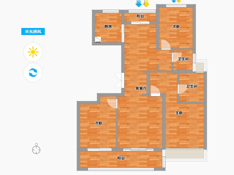 浙江省-杭州市-景瑞天赋-95.13-户型库-采光通风