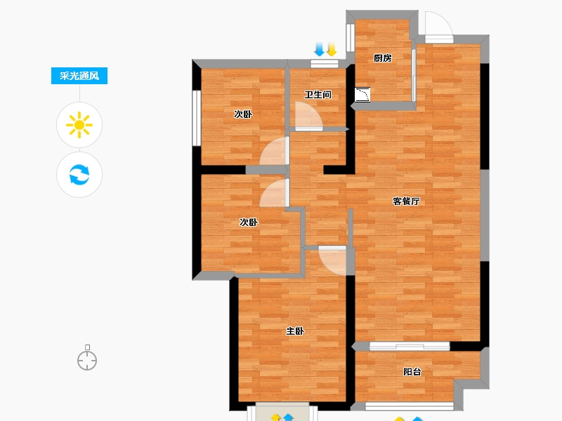 陕西省-西安市-太乙城-69.79-户型库-采光通风