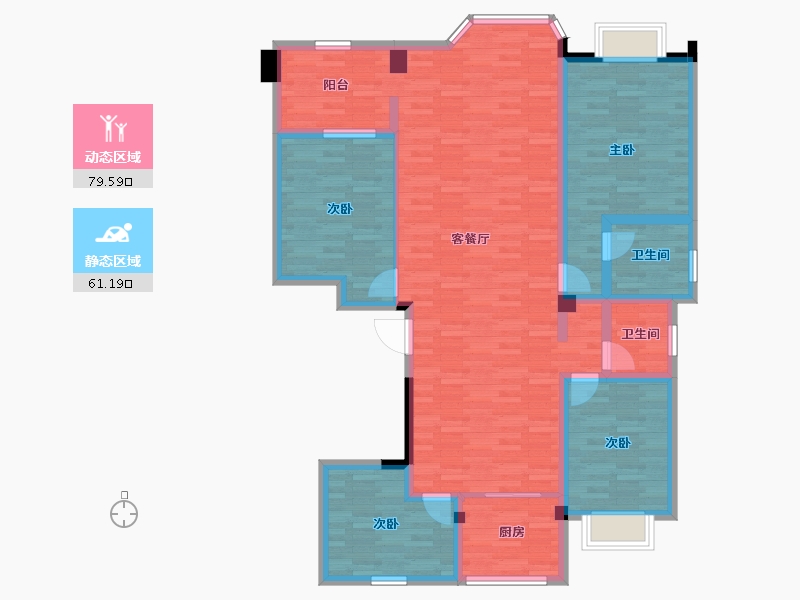 江西省-宜春市-奉新县滨江世纪城-126.35-户型库-动静分区