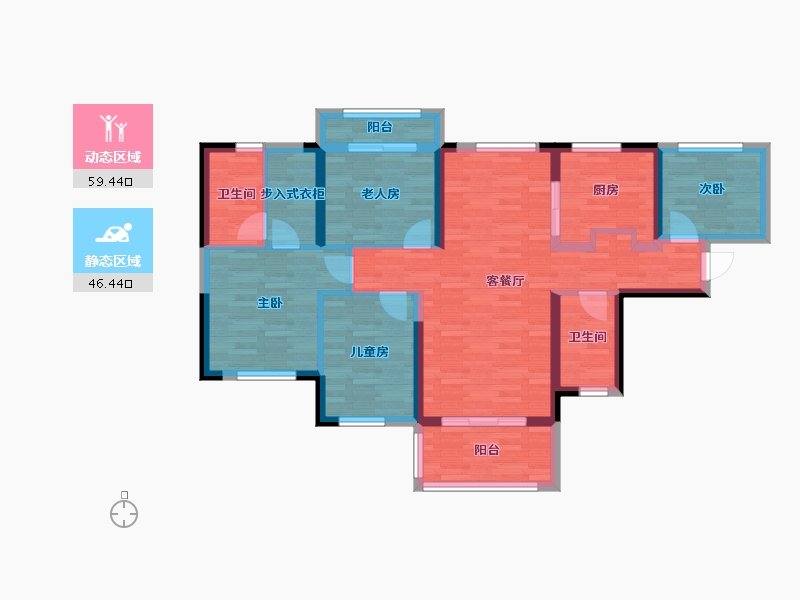 湖南省-长沙市-万科魅力之城-93.59-户型库-动静分区