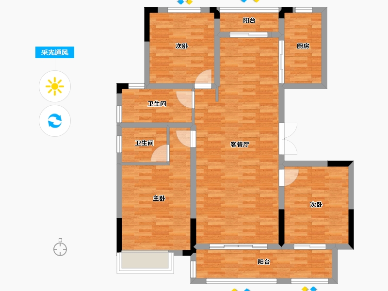 安徽省-宣城市-和顺悦庄-100.26-户型库-采光通风