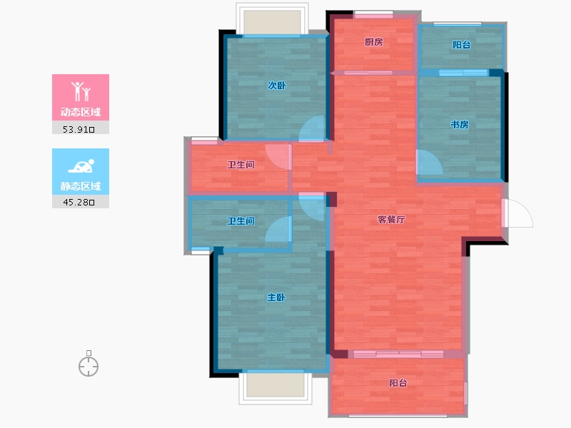 福建省-漳州市-御景山庄-89.17-户型库-动静分区