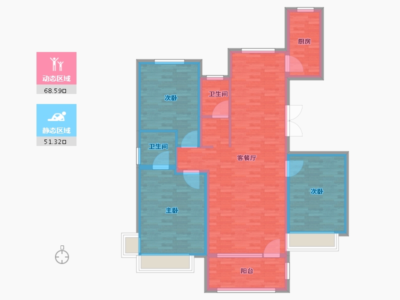 山东省-德州市-都市果岭-108.01-户型库-动静分区