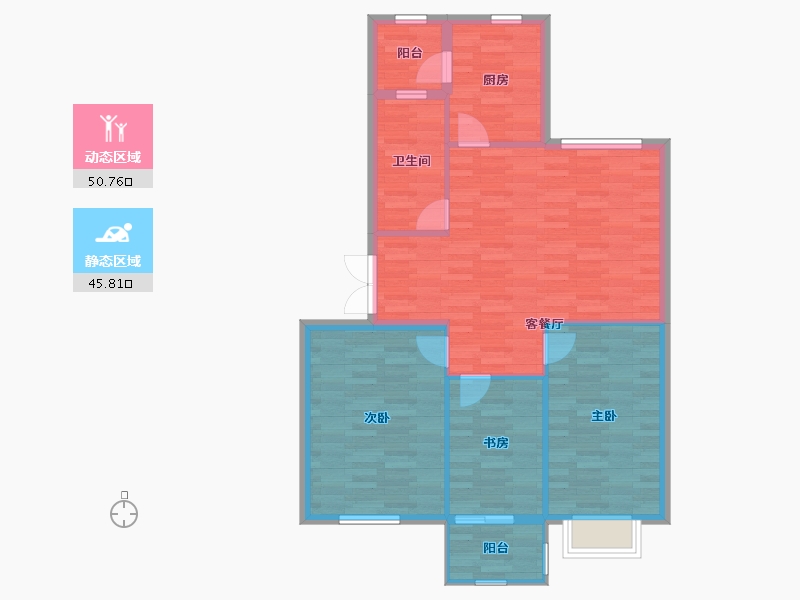 浙江省-台州市-景元花园-88.24-户型库-动静分区