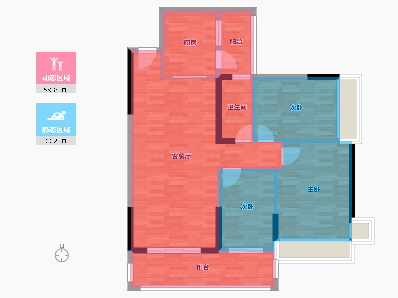 广东省-河源市-雅居乐花园-83.65-户型库-动静分区