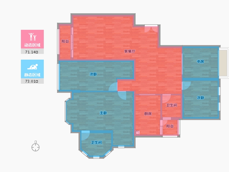 广东省-广州市-南沙滨海水晶湾-130.48-户型库-动静分区