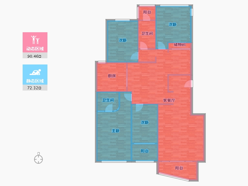 河南省-郑州市-金水太极公馆-150.09-户型库-动静分区